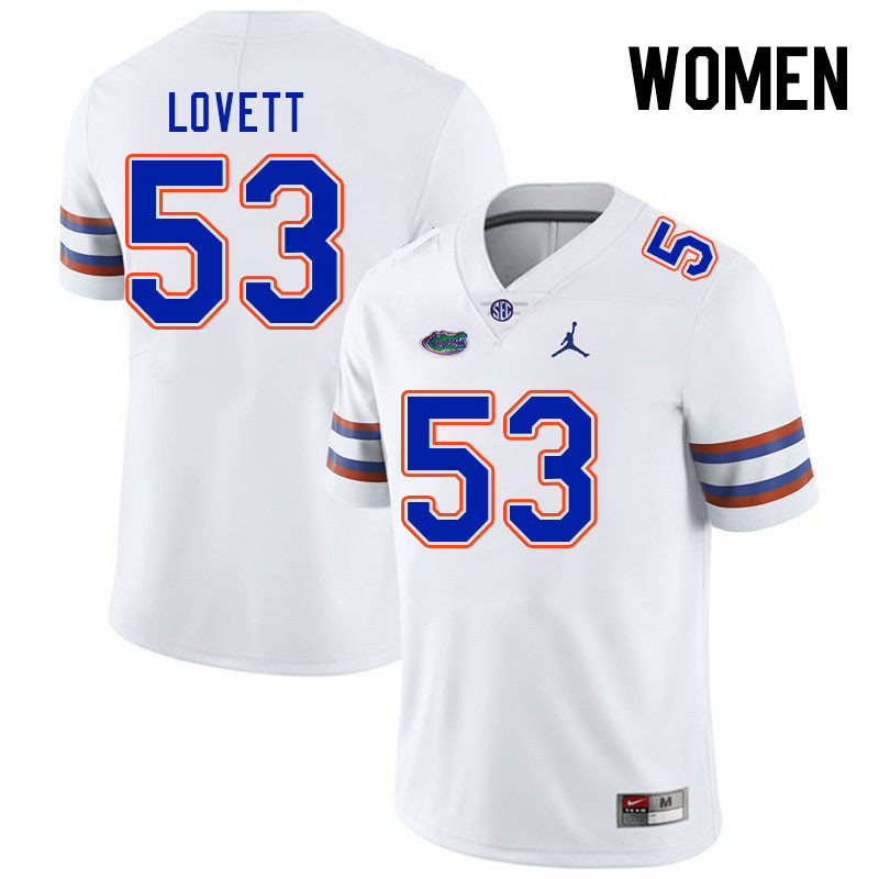 Women #53 Bryce Lovett Florida Gators College Football Jerseys Stitched-White